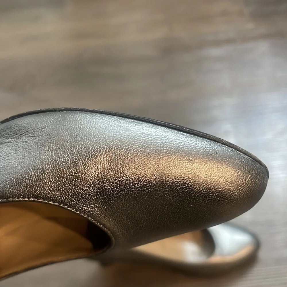Bruno Magli Metallic Pewter Wedge Heel Sz 38 1/2